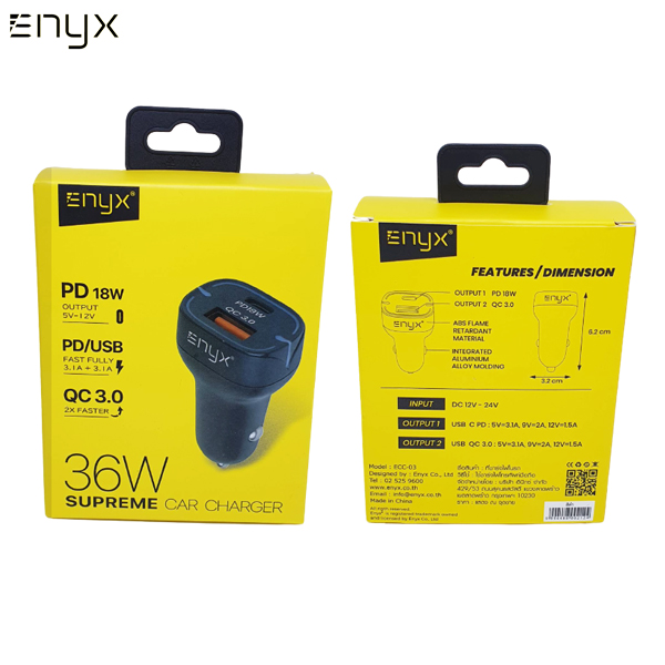 ที่ชาร์จในรถ ENYX SUPREME CAR CHARGER USB-C PD 18W QC 3.0