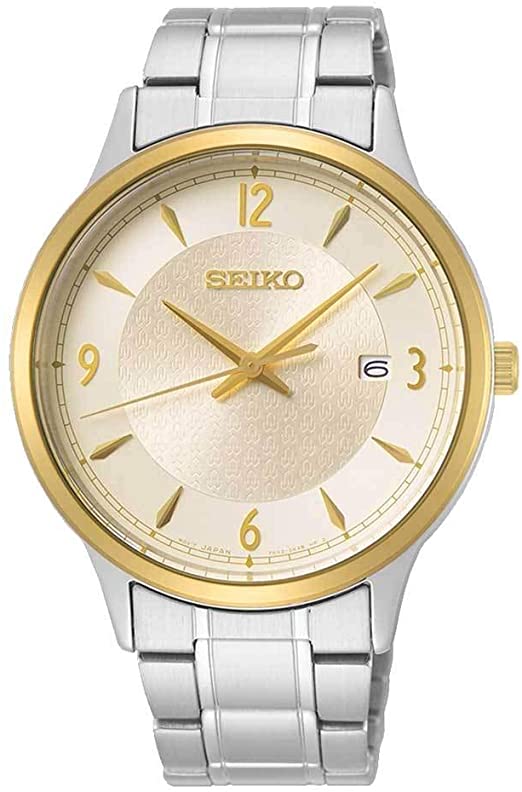 Karnvera Shop นาฬิกาข้อมือผู้ชาย Seiko Essentials Quartz Champagne Dial Men's Watch SGEH92P1