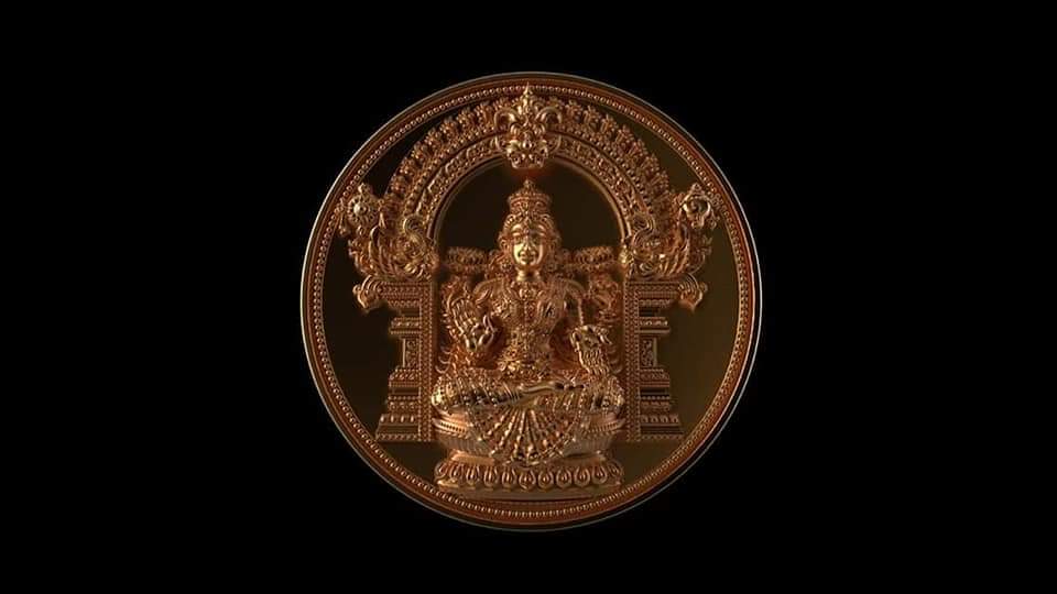 เหรียญ พระแม่ลักษมี 4กร เนื้อชุบทอง(ขนาด2.5ซม) วัดแขก ปี2562 (เข้าพิธีปลุกเสกแล้ว สายแขก)