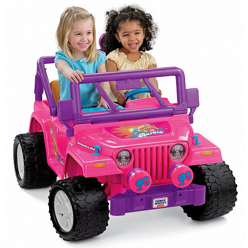 รถจี๊ปบาร์บี้พลังแรงสูงแบบ 2 ที่นั่งสำหรับลูกสาว Fisher-Price รุ่น Power Wheels Barbie Jammin' Jeep Wrangler 12-Volt Battery Powered Ride-On (Purple)