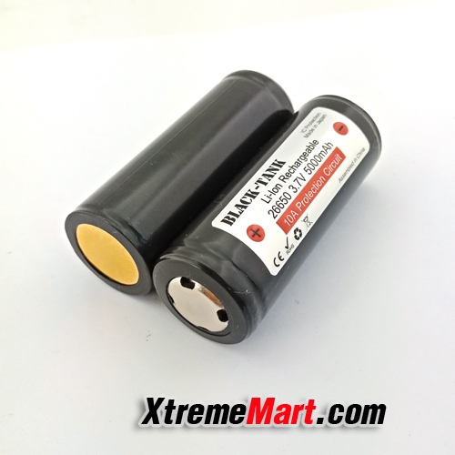แบตเตอรี่ Black-Tank 26650 3.7v 5000mAh Rechargeable Lithium Battery มีวงจร (ก้อนละ)