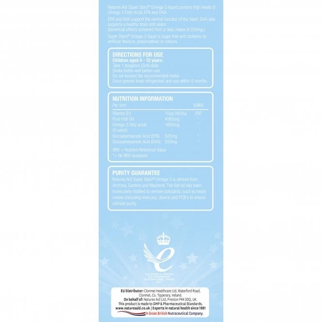 น้ำมันปลาสำหรับเด็ก Natures Aid Super Stars Omega-3 with Vitamin D3