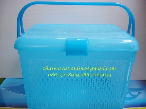 P00120 ตะกร้าลอยฟ้าฝาล๊อค (30*40*27 cm) เกรดเอ No.9803 (ราคาส่งต่อ 6 ใบ)