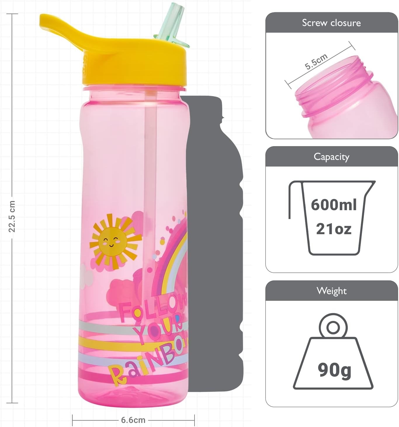 กระติกน้ำแบบหลอดดื่มสำหรับเด็ก DNC Paw Patrol Sunshine Sport Bottle 600ml (Pink)