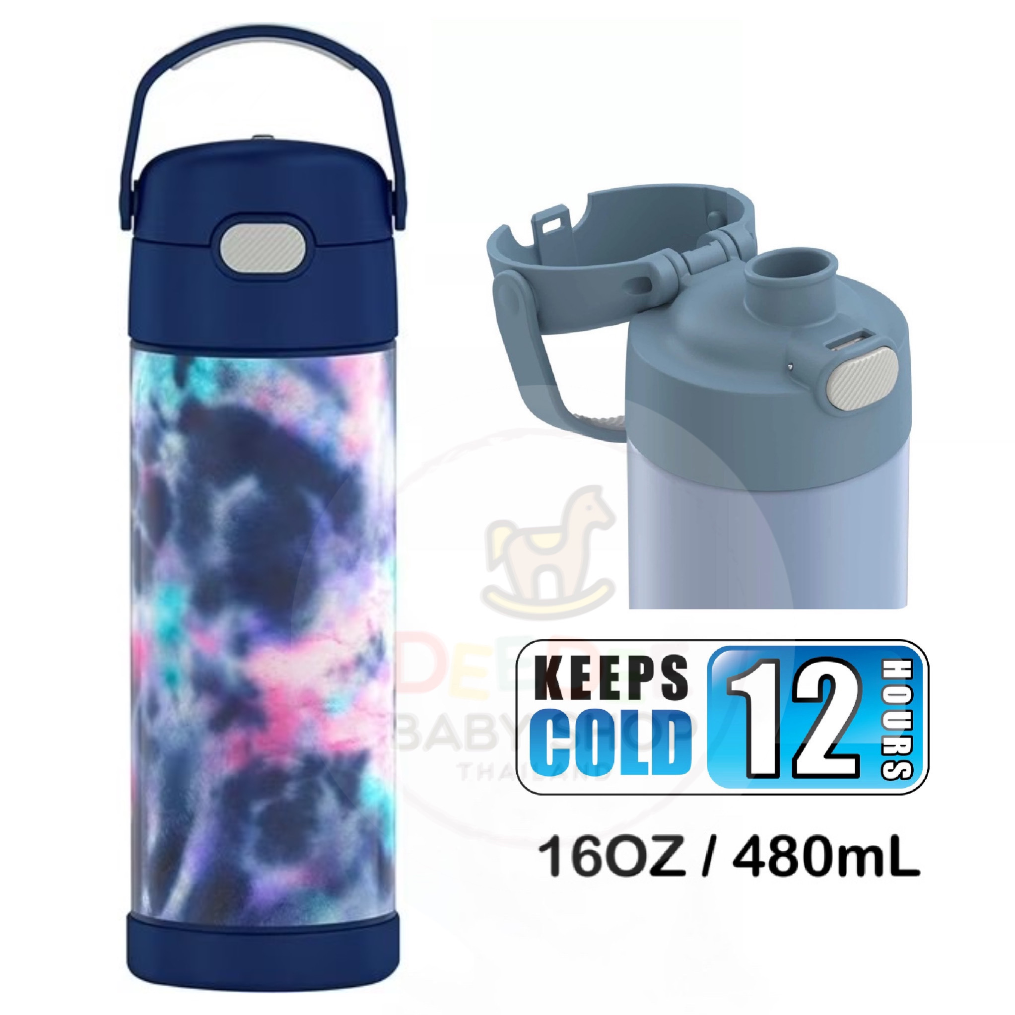 กระติกน้ำสเตนเลสรักษาอุณหภูมิ Thermos Tie-Dye FUNtainer Vacuum Insulated Stainless Steel Bottle 16OZ with Bali Handle