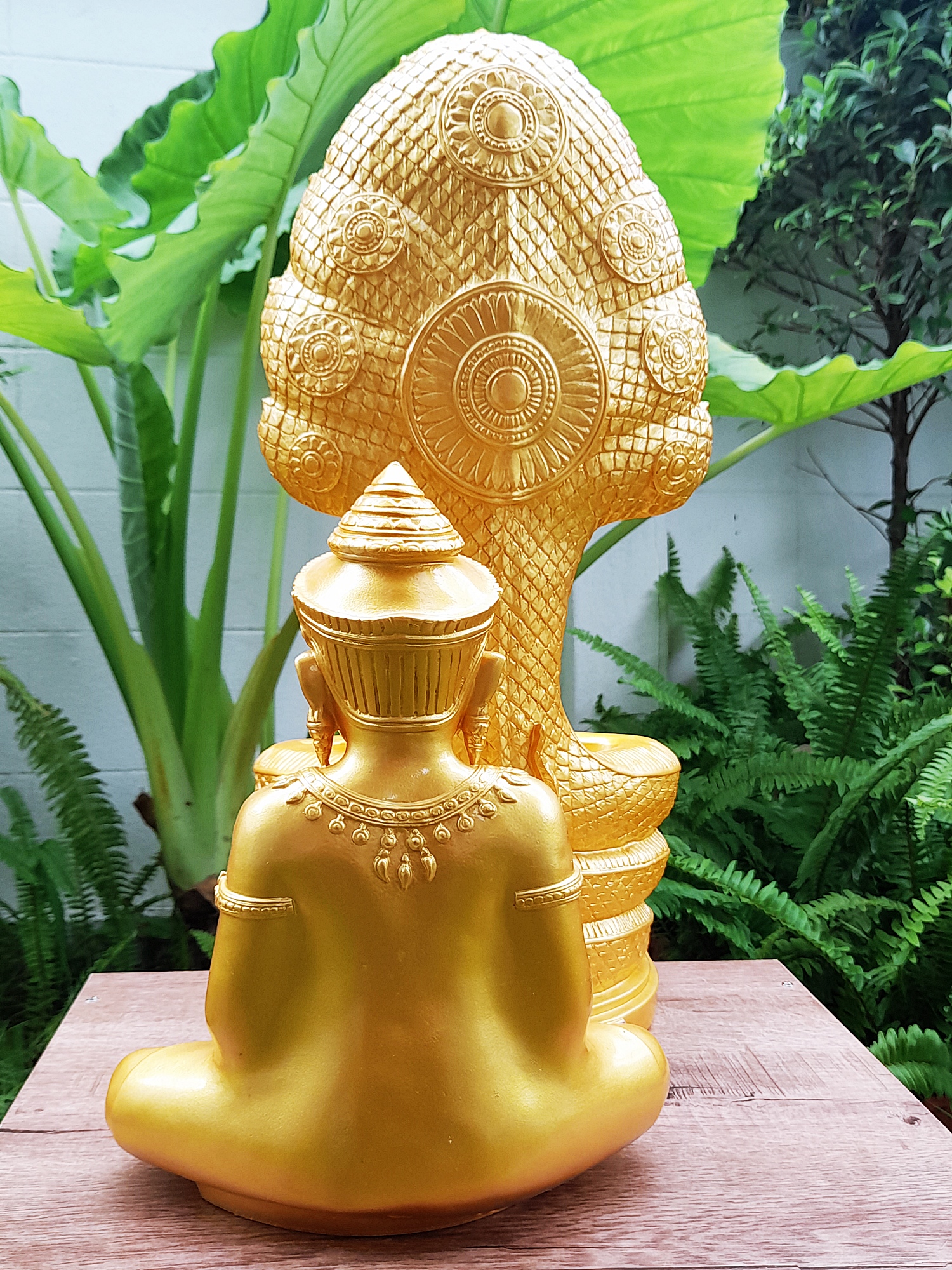 รูปหล่อ พระพุทธรูปนาคปรก พระนาคปรก ปางศิลปขอม เนื้อไฟเบอร์ (องค์ขนาดใหญ่ หน้าตัก9นิ้ว สูง19นิ้ว ลึก4นิ้ว ครึ่ง) สีทอง (แยกส่วนได้) เข้าพิธีปลุกเสกมาตั้งแต่ ปี2560-ปี2564 #รับประกันแท้