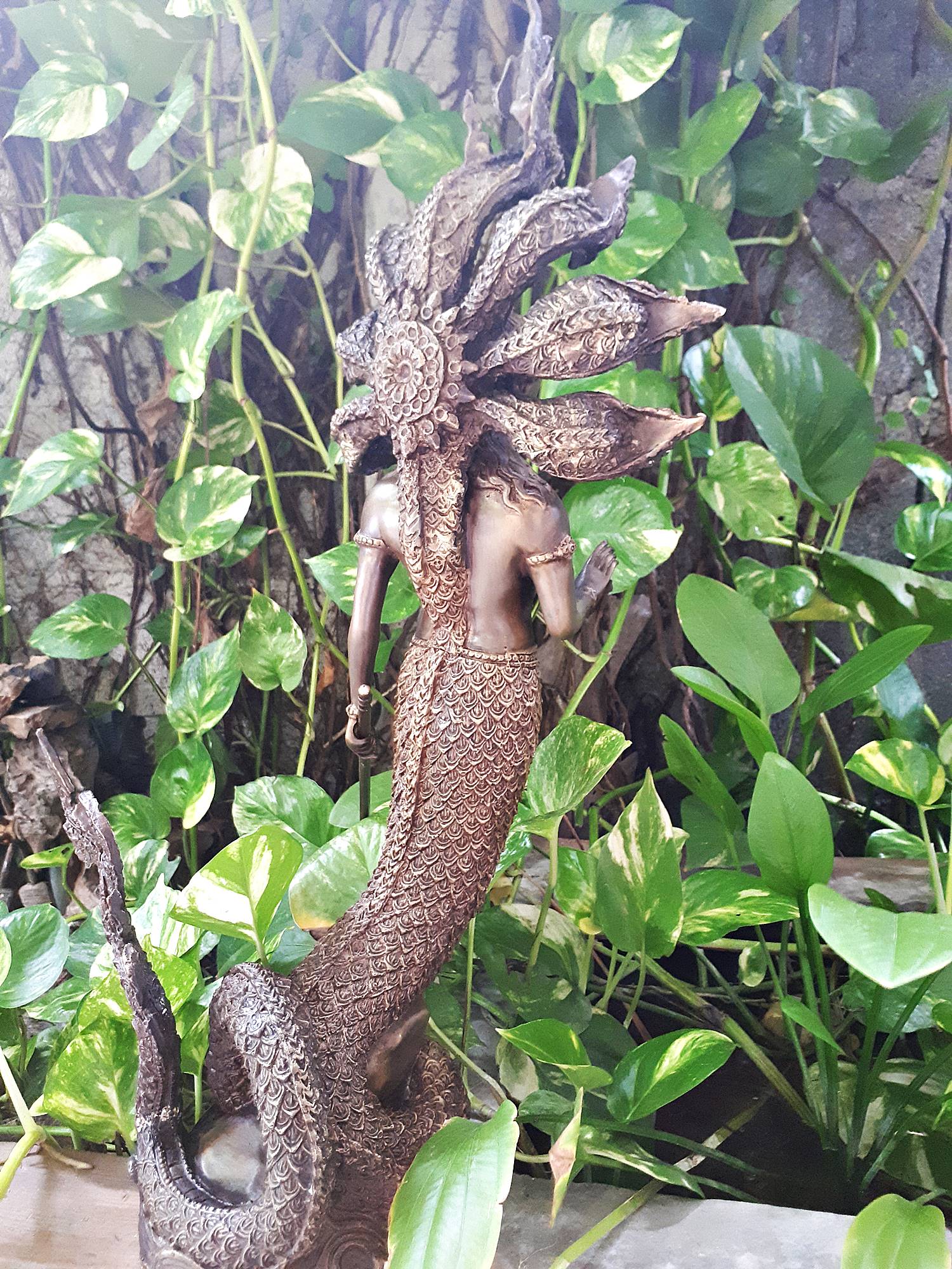 รูปหล่อ พญานาคราช ท่านปู่นาคา-ศรีสุทโธ ปางประทานพรกายมนุษย์ครึ่งนาค นาคปรก 7หัว เศียร เนื้อโลหะทองเหลืองสัมฤทธิ์ (สูง22นิ้ว) (ขายปลีก ขายส่ง)