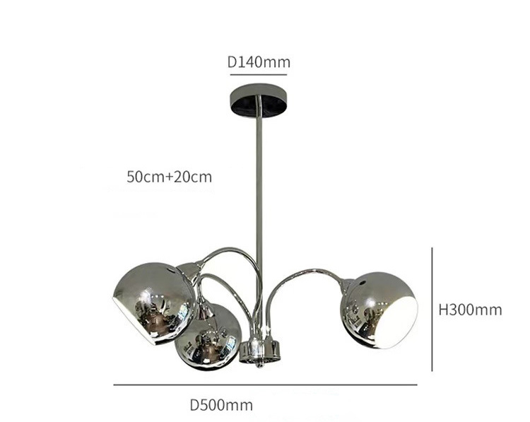 โคมไฟแขวนเพดานสีเงิน Chrome โป๊ะโคมทรงกลมเปิดปาก [HS5232]