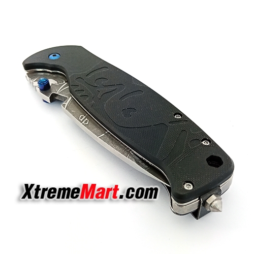มีดพับ NAVY รุ่น K814A Stainless Steel Folding Knife-Frame Lock ด้ามจับ 2 สไตล์ G10&Stonewash (ใบลาย ด้ามสีดำ)