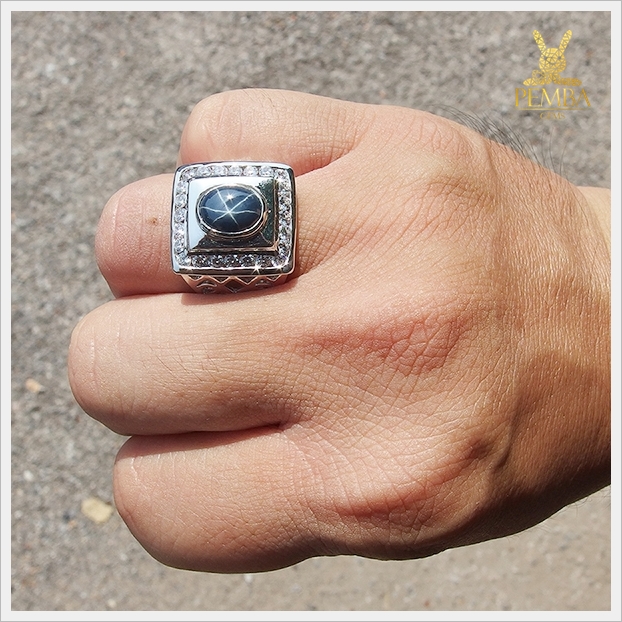แหวนไพลินสตาร์แท้ ทรงหลังเบี้ย เงินแท้925 สัญลักษณ์ของความร่ำรวย