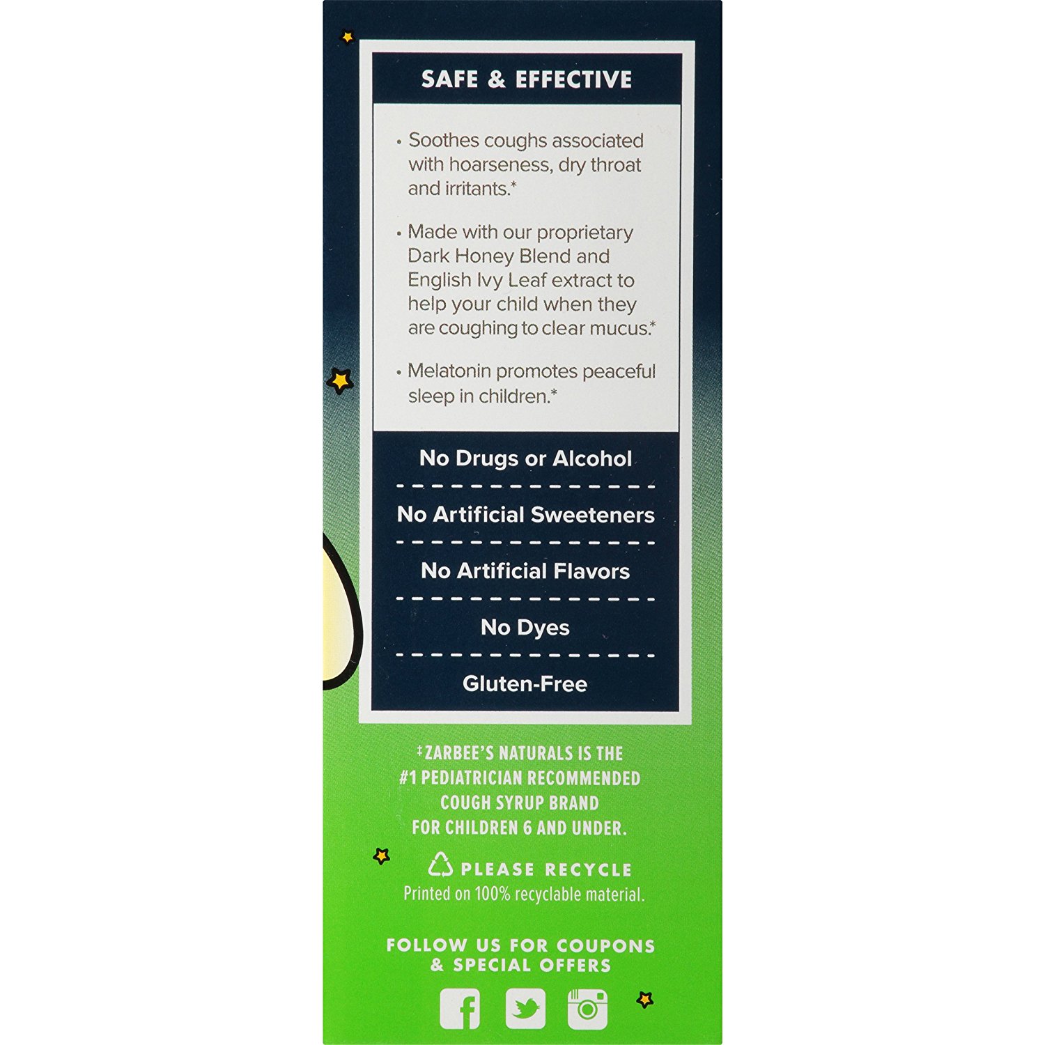 สมุนไพรบรรเทาอาการไอและลดน้ำมูกสำหรับช่วงเวลากลางคืน ZARBEE'S Naturals Children's Nighttime Cough Syrup + Mucus Dark Honey & Ivy Leaf