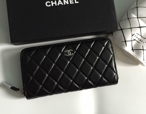 กระเป๋าสตางค์ cn caviar zippy wallet ซิปรอบ สีดำ งานดีสุด หนังอิมพอร์ทยยุโรป