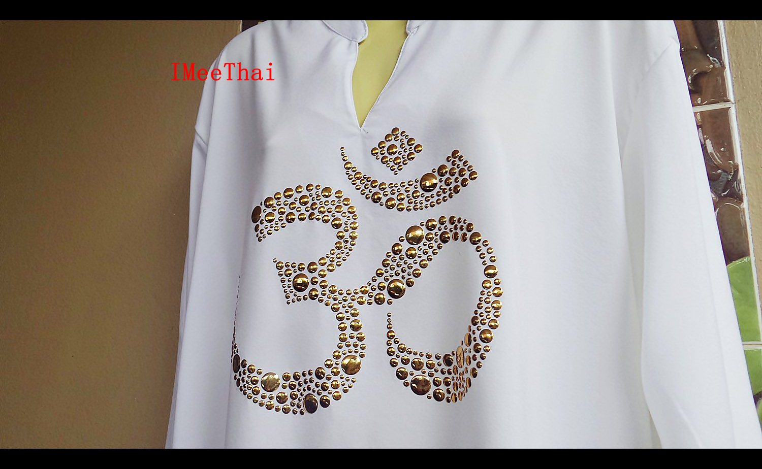 เสื้อ โอม พระพิฆเนศ ลายกระดุม หน้าทองหลังเงิน