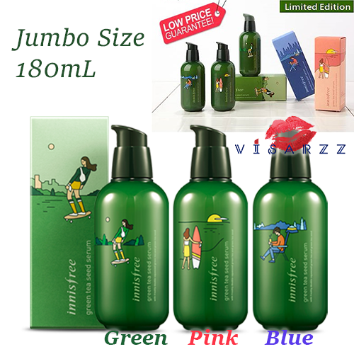 (กล่องยับสีชมพู) Innisfree Green Tea Seed Serum 160mL สูตรปรับปรุงใหม่ เพิ่มความเข้มข้นของ Beauty Green Tea ถึง 3.5 เท่า