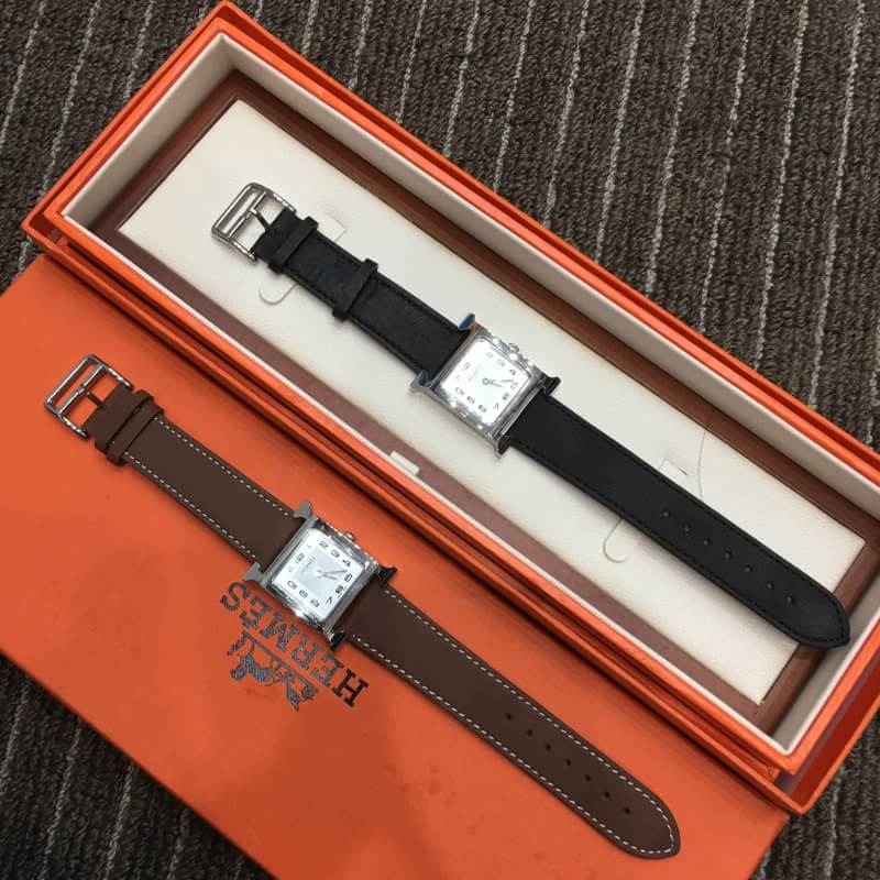 นาฬิกา hm heure h watch สายสีดำและน้ำตาล