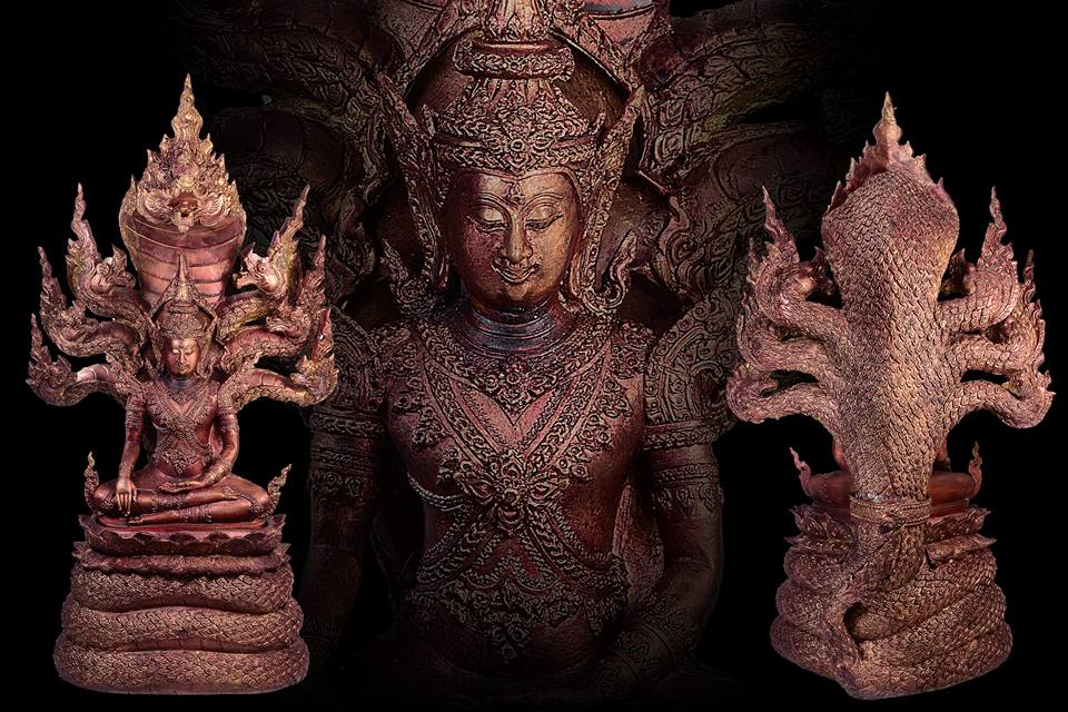 รูปหล่อ พระพุทธรูป สมเด็จองค์ปฐม ทรงเครื่องจักพรรดิ์ ปางพระนาคปรก (พระพุทธวิโมกข์มุนี หน้าตัก 5นิ้ว) ปี2560 #รับประกันแท้ - หลวงพ่อหนุน วัดพุทธโมกข์