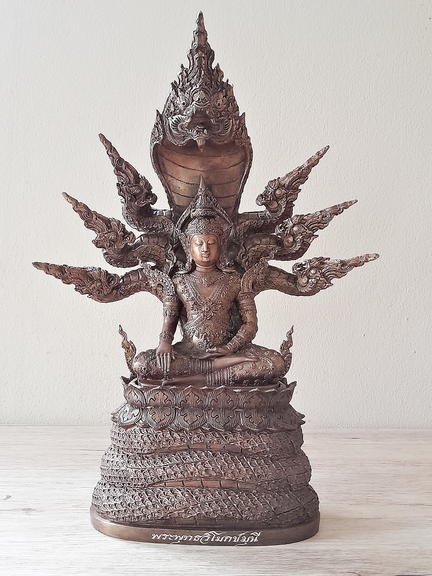 รูปหล่อ พระพุทธรูป สมเด็จองค์ปฐม ทรงเครื่องจักพรรดิ์ ปางพระนาคปรก (พระพุทธวิโมกข์มุนี หน้าตัก 5นิ้ว) ปี2560 #รับประกันแท้ - หลวงพ่อหนุน วัดพุทธโมกข์