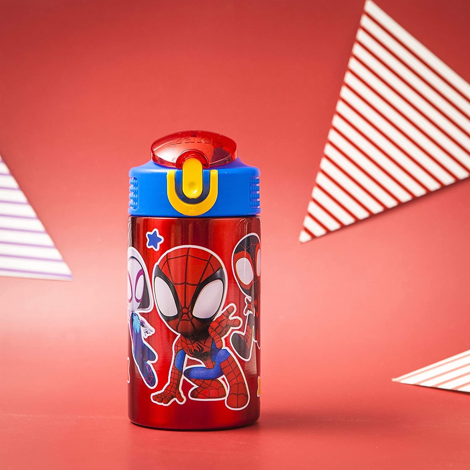 กระติกน้ำสเตนเลสพร้อมหลอดดื่ม Zak! Spider-Man & Friends 16 Oz. Stainless Steel Water Bottle