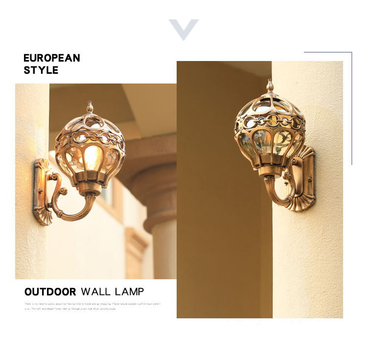 โคมไฟติดผนังติดระเบียงสไตล์ยุโรปโป๊ะทรงกลมมีกระจก [WK6056A]