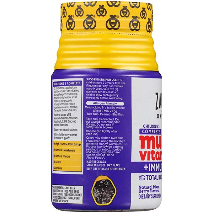 วิตามินรวมชนิดกัมมี่สำหรับเด็ก Zarbee’s Naturals Children’s COMPLETE Multivitamin +IMMUNE+ with our Total B Complex