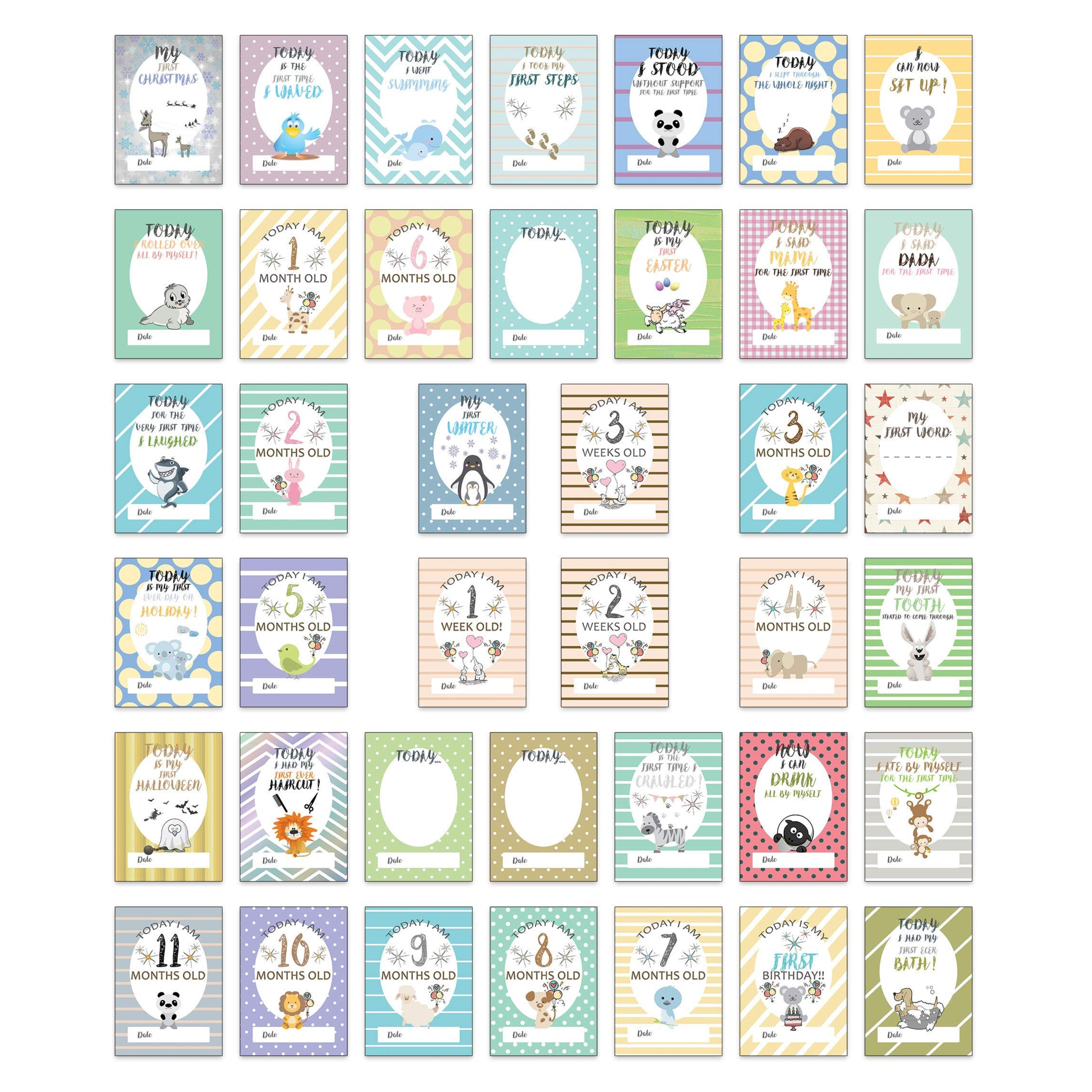 การ์ดไมล์สโตนอายุและพัฒนาการของลูกน้อย The Lazy Panda Eco-Friendly Baby Milestone Cards