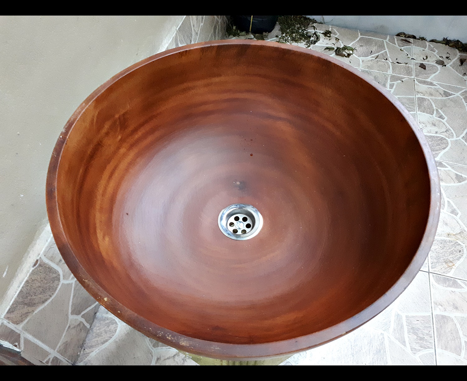 อ่างไม้ ล้างหน้า ล้างมือ ล้างเท้า สีน้ำตาล ทรงกลม (สปาร์ Spa Vintage วินเทจ ตกแต่ง แต่งบ้าน แต่งรีสอร์ท)