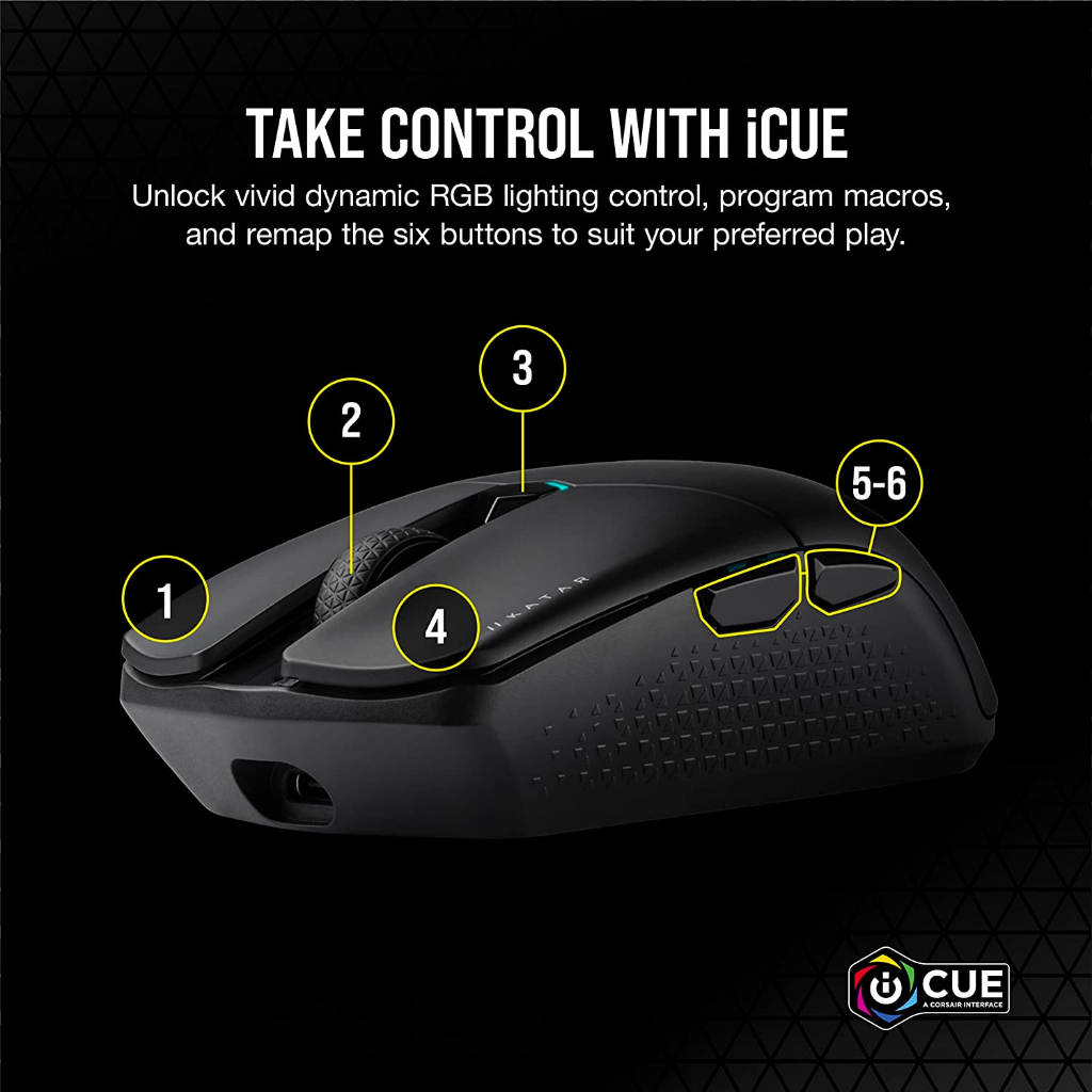 Corsair KATAR Elite Wireless Gaming Mouse - Ultra Lightweight, Marksman 26,000 DPI