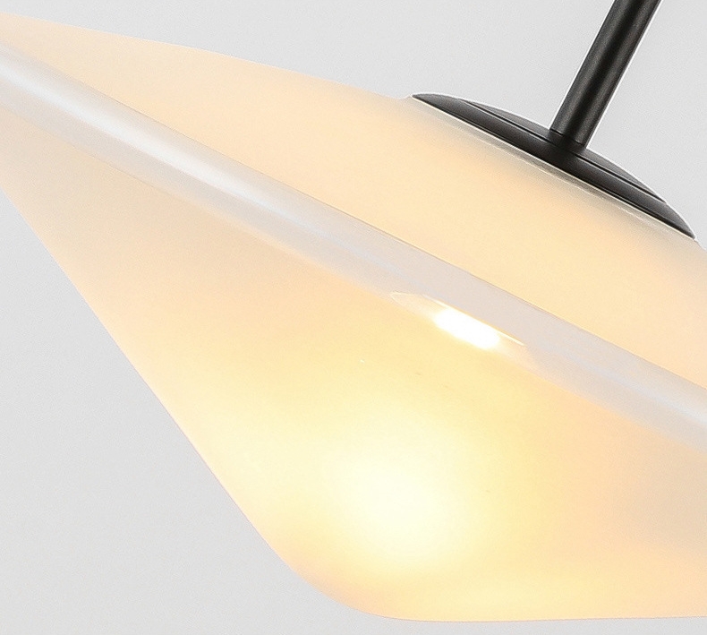 โคมไฟแขวนเพดานสไตล์โมเดิร์นมินิมอล ทรงจานบิน UFO ขนาด 35cm แก้วสีขาว [OVL-735]