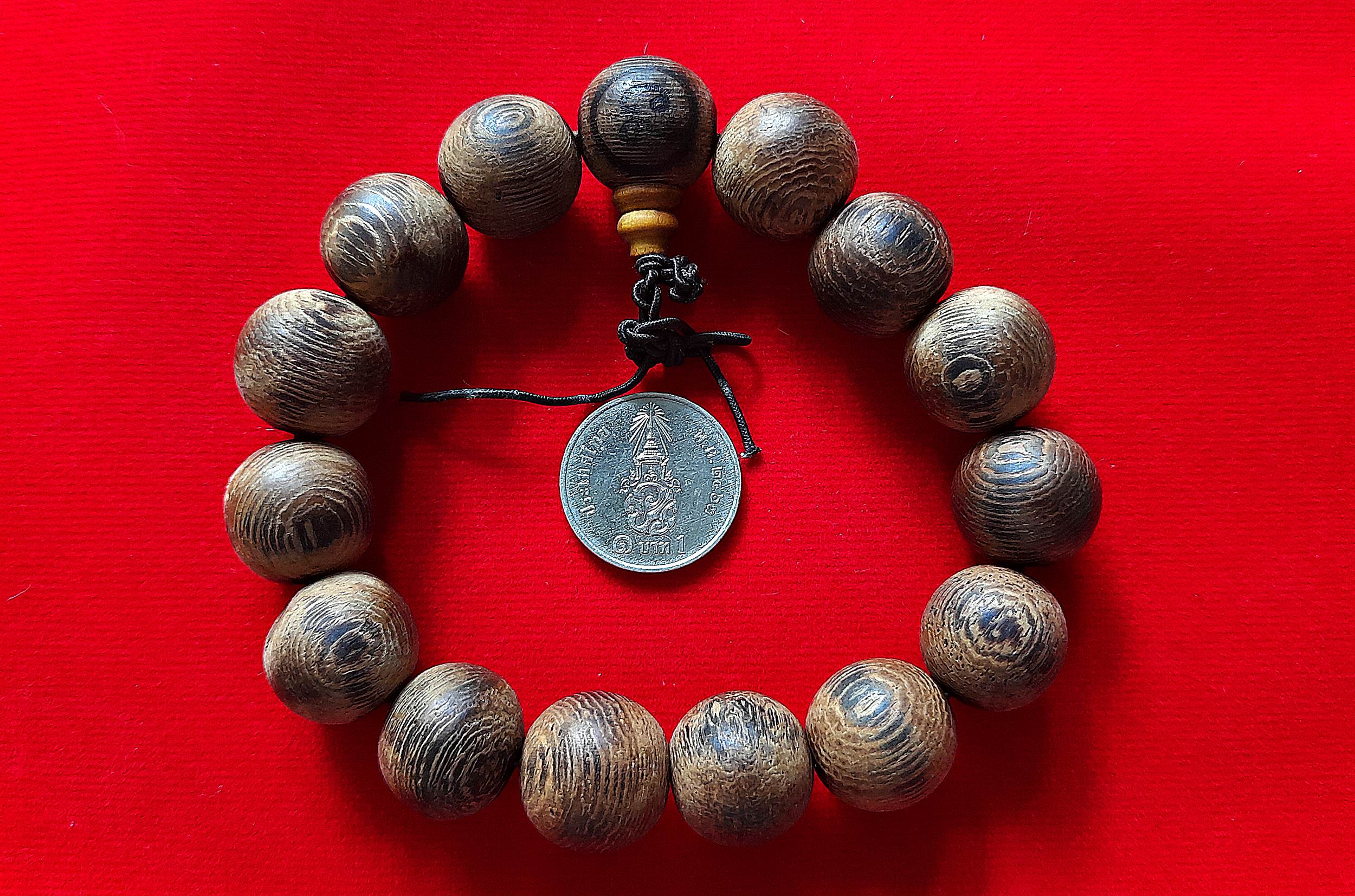 ประคำข้อมือ ยันต์ นะโมตาบอด (15เม็ด) เนื้อไม้โพธิ์จากประเทศอินเดีย ปี2563 #รับประกันแท้