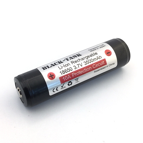 แบตเตอรี่ Li-Ion BLACK-TANK 18650 Protected 3500mAh Rechargeable หัวนูน (ราคาต่อก้อน)