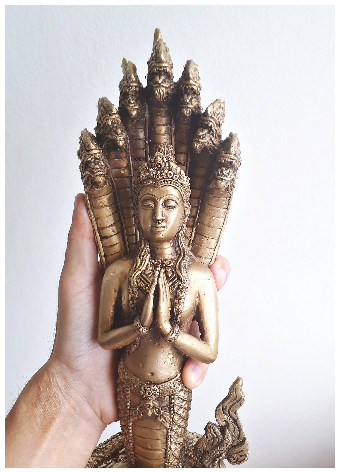 รูปหล่อ คู่ พญานาคราช ปางพรมมือ (ท่านปู่นาคา-ศรีสุทโธ ท่านยานาคี-ศรีปทุมวัน) พญานาคปรก 7ตน 7เศียร โลหะทองเหลือง (ขนาดบูชา สูง15นิ้ว) (ขายปลีก ขายส่ง)