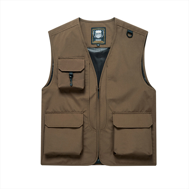 เสื้อกั๊กตาข่ายหลายกระเป๋าสำหรับปีนเขากลางแจ้ง เสื้อกั๊กถ่ายภาพ เสื้อกั๊กสัมภาษณ์ พิมพ์โลโก้ N6811001 สีภาพ S-6XL