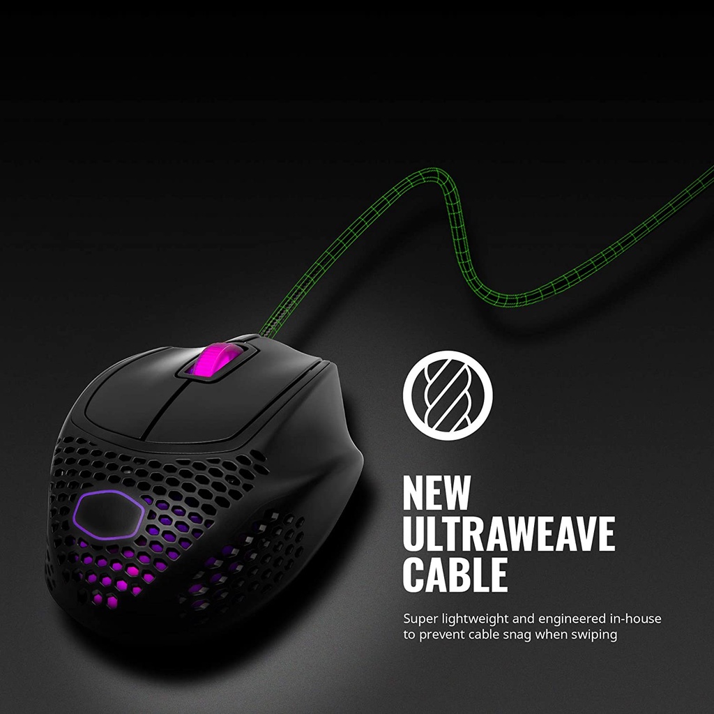 Cooler Master MM720 Black Matte Lightweight Gaming Mouse with Ultraweave Cable, 16000 DPI Gaming Mouse