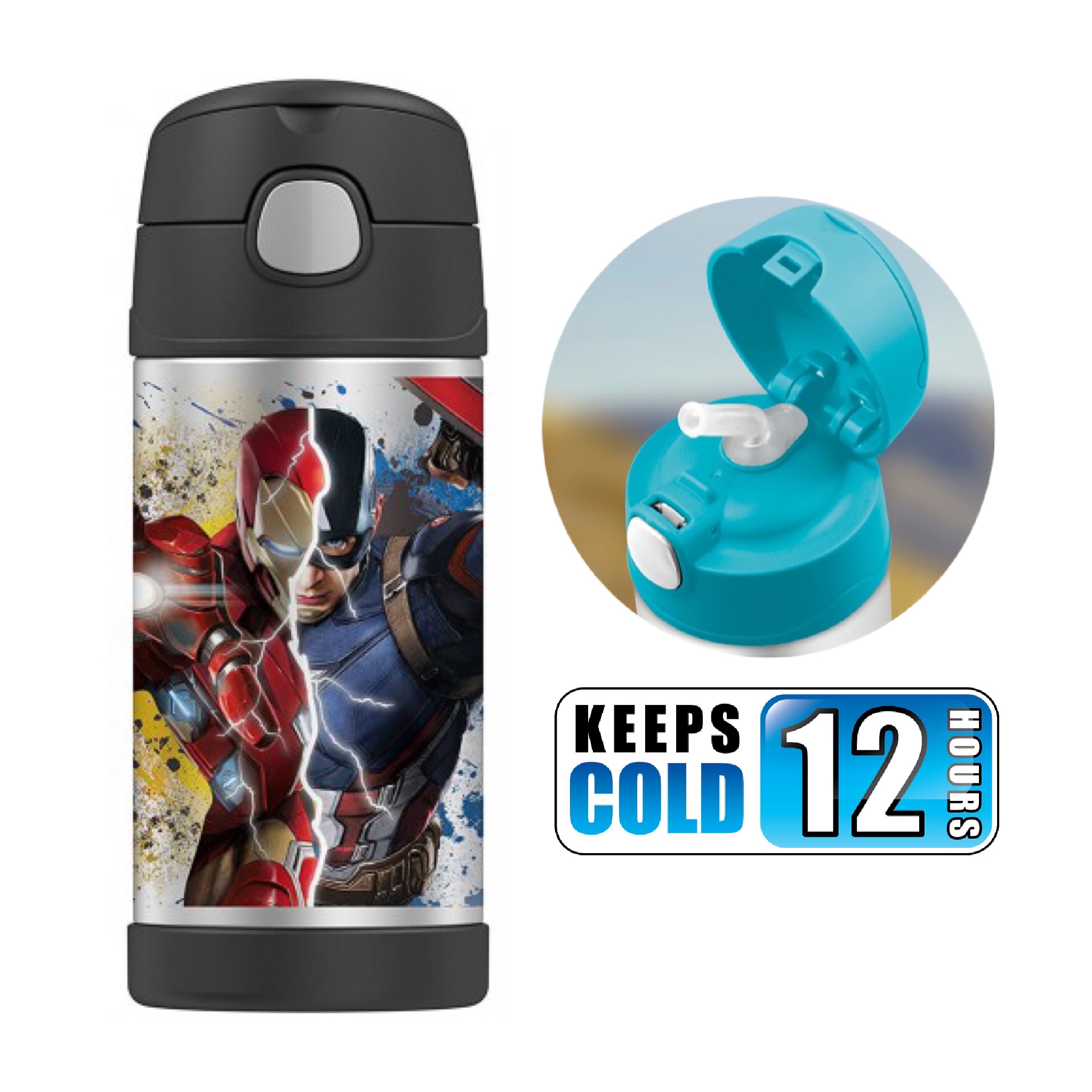 กระติกน้ำสเตนเลสรักษาอุณหภูมิ Thermos Captain America Civil War FUNtainer Vacuum Insulated Stainless Steel Bottle 12OZ