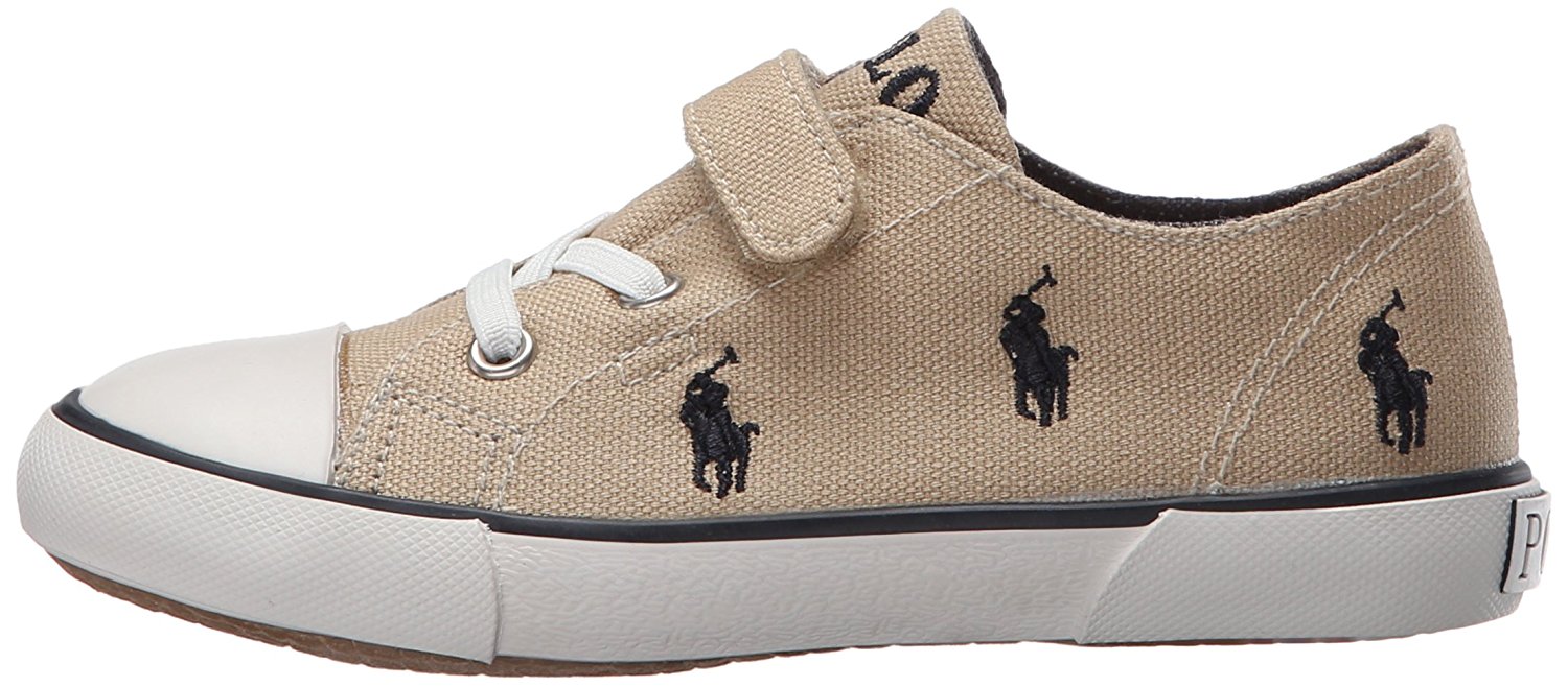รองเท้าผ้าใบสำหรับเด็ก Polo Ralph Lauren Kids Kody Khaki / Navy Canvas Sneaker for Toddler (17CM)