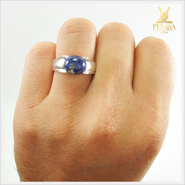 แหวนลาพิสลาซูลีแท้ เงินแท้925 ละอองทองแร่ไพไรต์ เสริมสติปัญญา