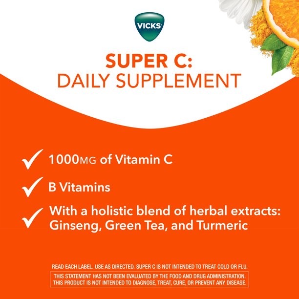 วิตามินบำรุงพร้อมยาบรรเทาอาการหวัด Vicks Super C + DayQuil SEVERE Cold & Flu Convenience Pack (52-Count)