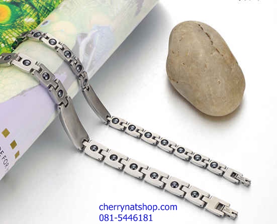 พร้อมส่งสร้อยข้อมือแม่เหล็กเพื่อสุขภาพ สร้อยข้อมือไทเทเนียมเจอรเมเนียม รุ่นQ