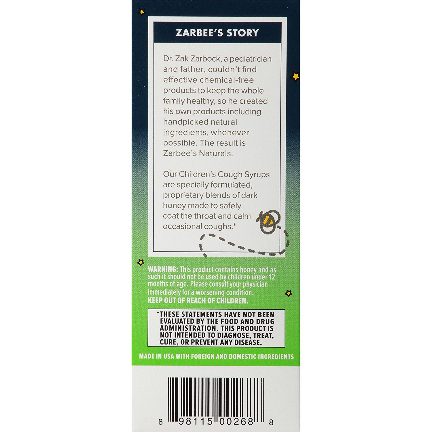 สมุนไพรบรรเทาอาการไอและลดน้ำมูกสำหรับช่วงเวลากลางคืน ZARBEE'S Naturals Children's Nighttime Cough Syrup + Mucus Dark Honey & Ivy Leaf