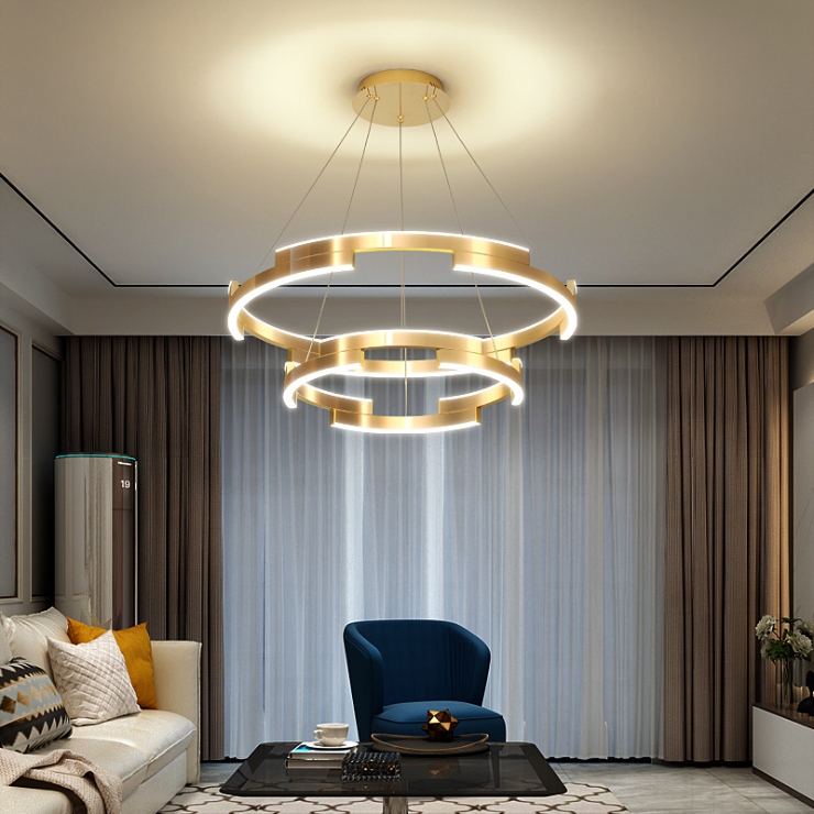โคมไฟแขวนเพดาน chandeliers ทรงวงกลมสีทอง LED [YKL-160]