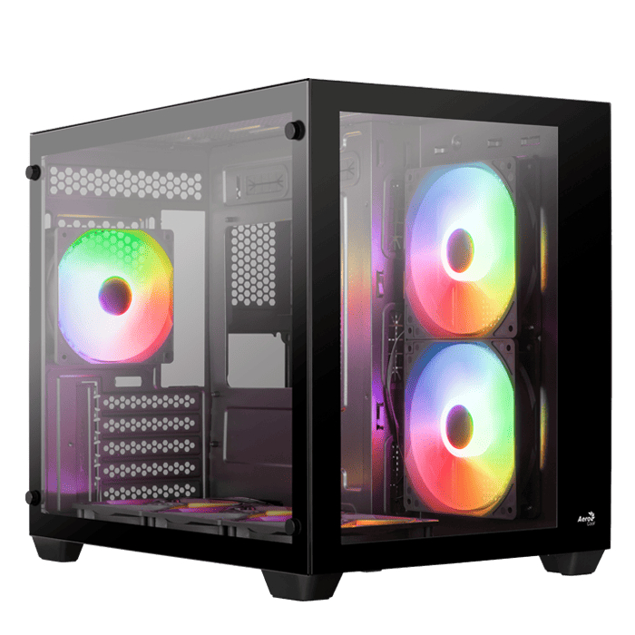 แถมพัดลม 6 ตัว AEROCOOL - PC CASE M-ATX DRYFT MINI ARGB 6FAN