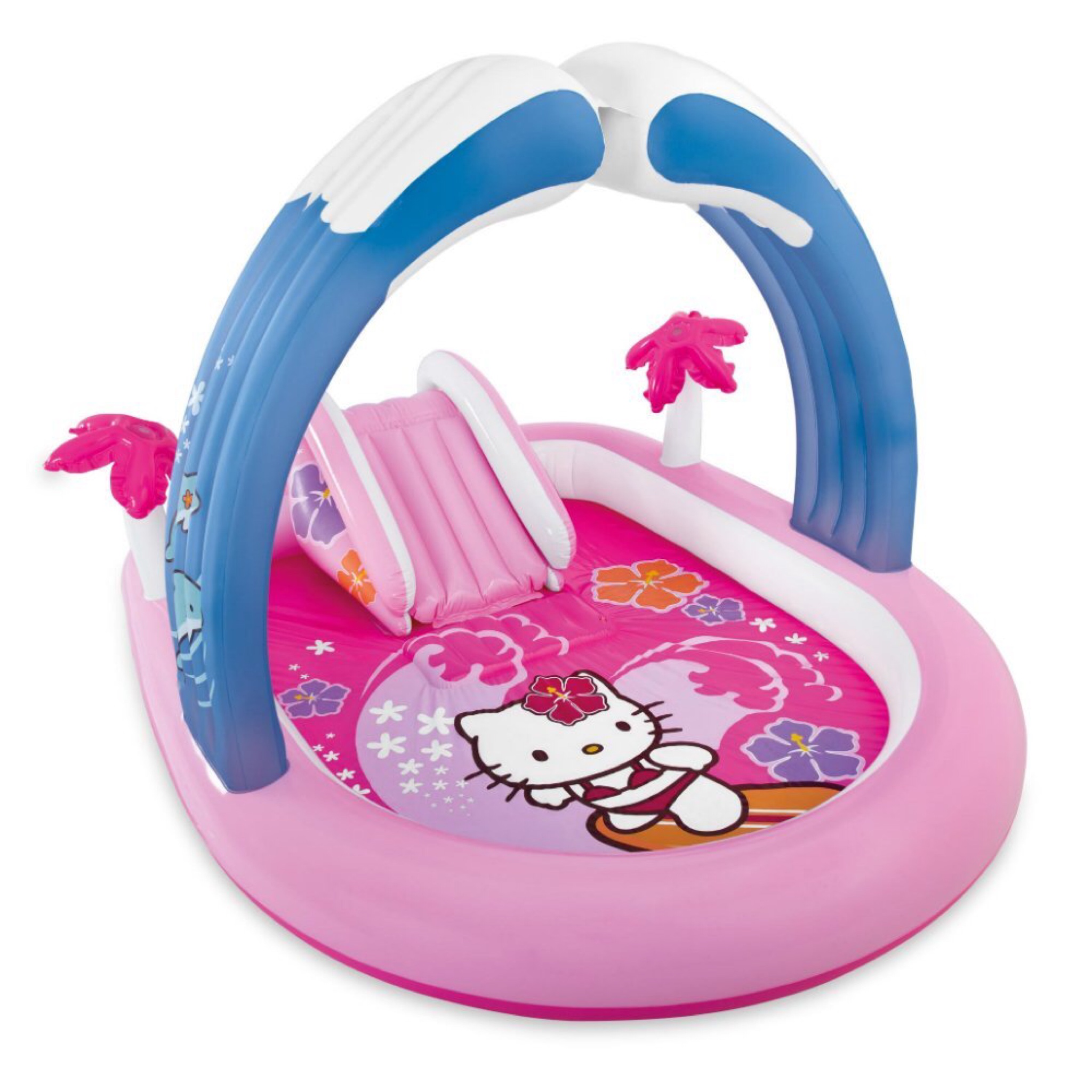 สระน้ำเป่าลมพร้อมสไลเดอร์และน้ำพุ Intex Hello Kitty Play Center
