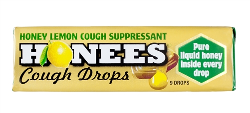 ลูกอมบรรเทาอาการไอ HONEES Lemon Menthol Cough Drops (9 Drops)