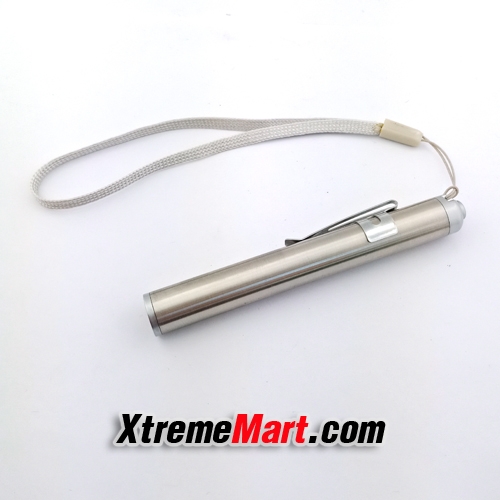 ไฟฉายขนาดเล็ก ไฟฉายปากกา Mini LED สแตนเลส 1 โหมด สว่าง 100LM พร้อมแบตเตอรี่ AAA 1 ก้อน