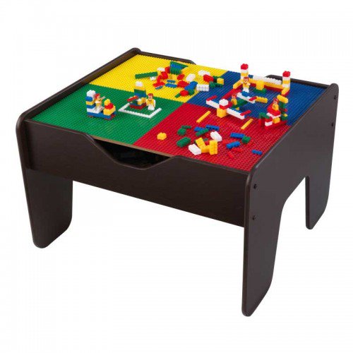 โต๊ะกิจกรรมสำหรับเลโก้พร้อมชุดรถไฟ Kidkraft 2-in-1 Activity Table with LEGO-Compatible Board and Train Set (Espresso)