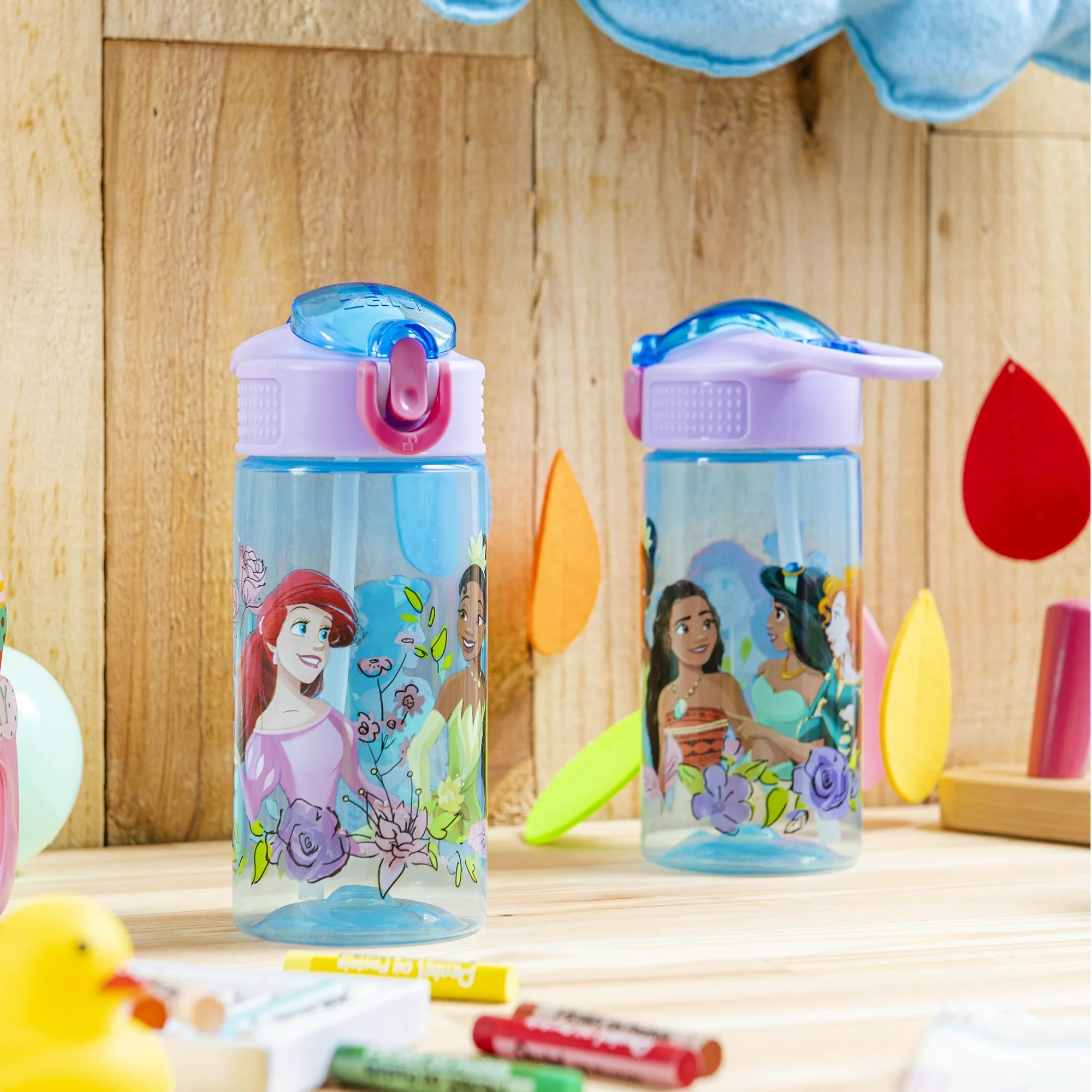 กระติกน้ำพร้อมหลอดดื่มสำหรับเด็ก Zak! Disney Princess 16 Oz. Reusable Water Bottle with Straw