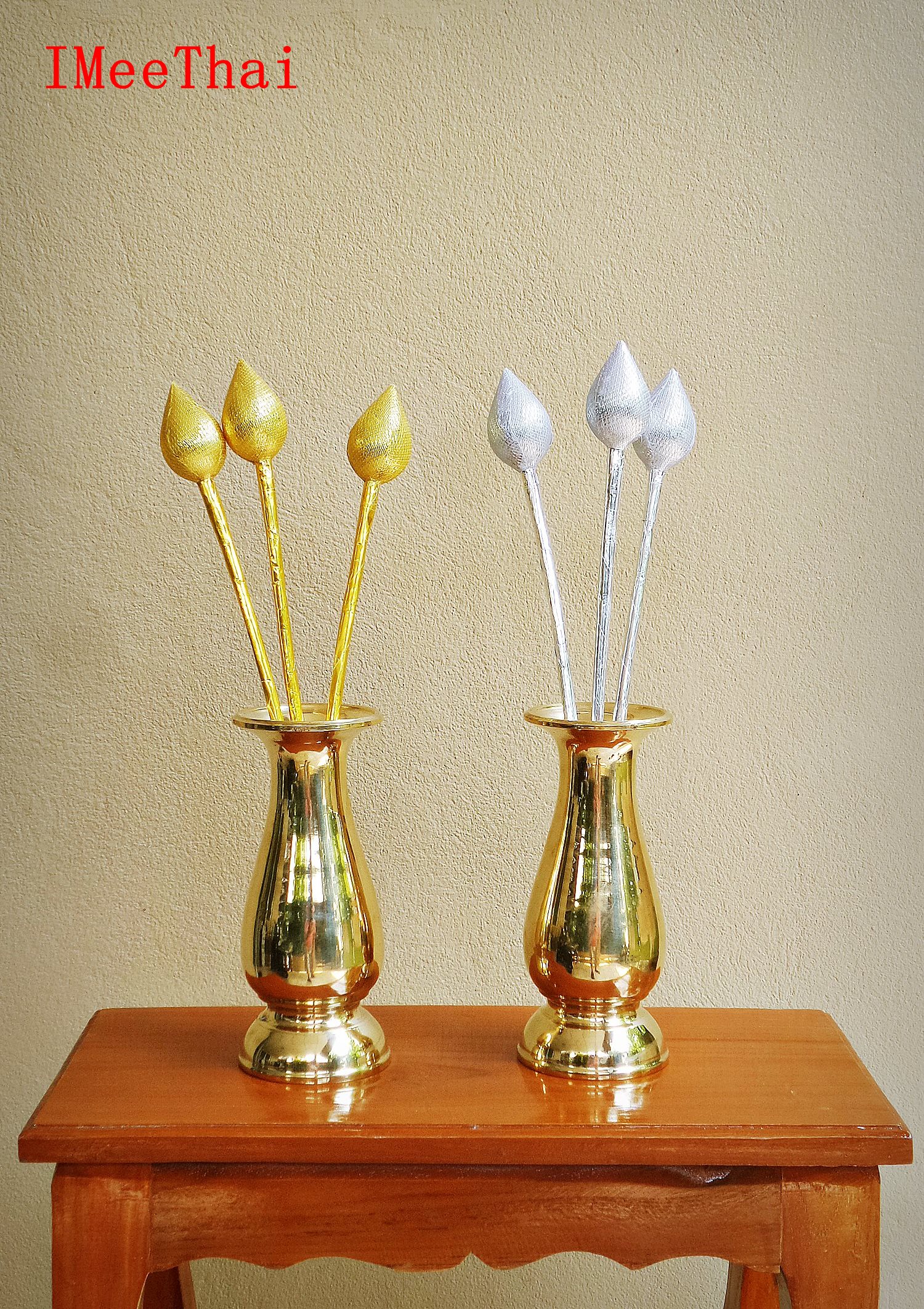 แจกัน ทองเหลือง แท้ ปัดเงา ขนาด 6 นิ้ว