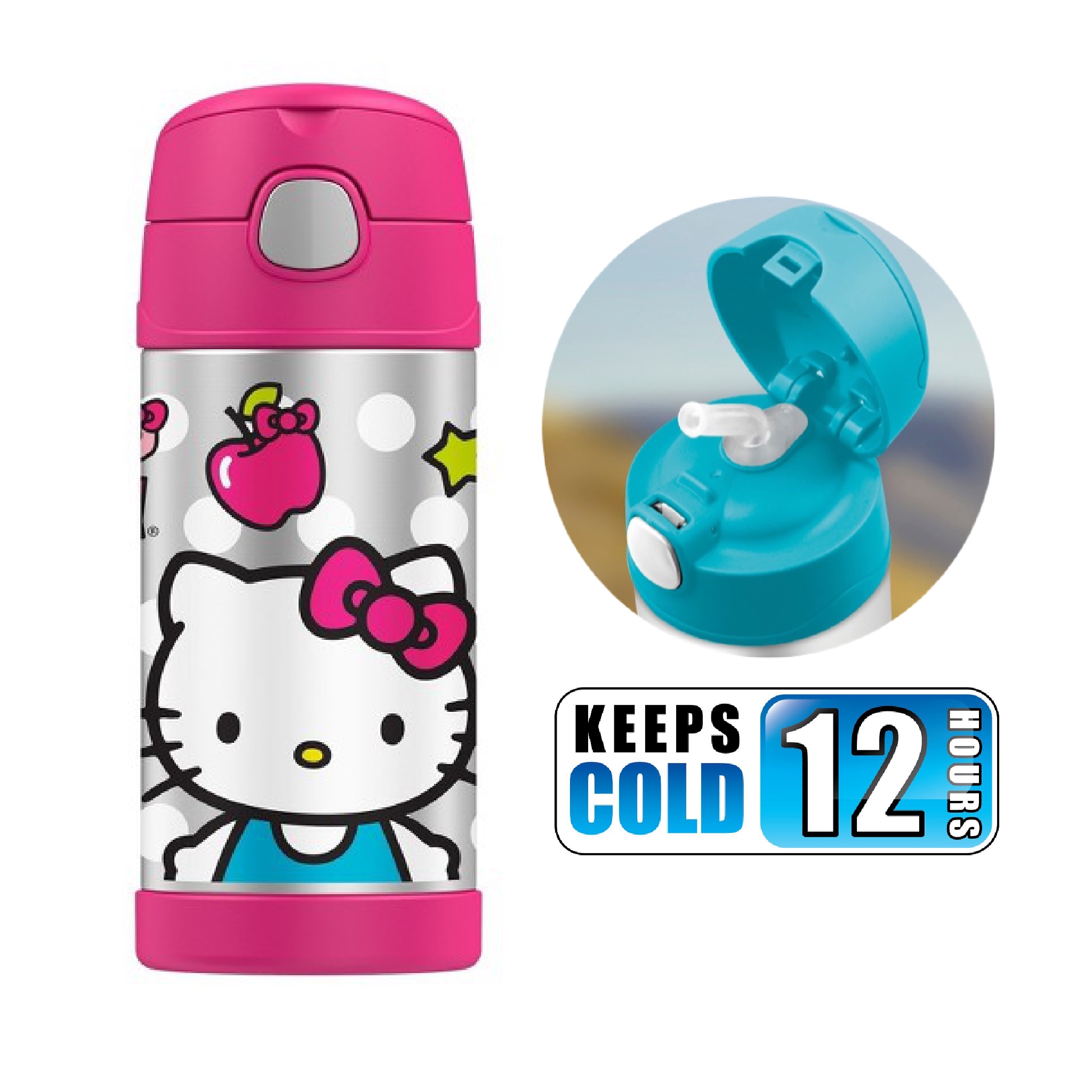 กระติกน้ำสเตนเลสรักษาอุณหภูมิ Thermos FUNtainer Vacuum Insulated Stainless Steel Bottle 12OZ (Hello Kitty)