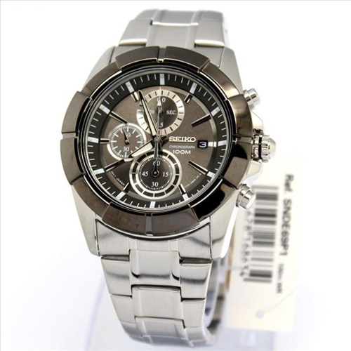 Seiko Lord Chronograph Black Dial Stainless Steel Mens Watch SNDE69P1