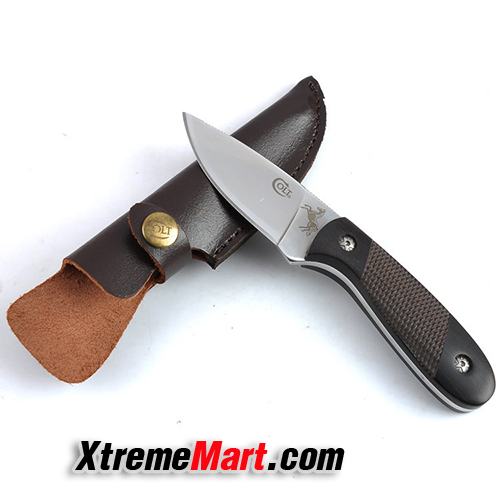 มีด COLT CT-868 / CT-343 Outdoor Camping Tool Pocket knives Survival Hunting Knife Fixed Full tang Wood handle 8Cr13Mov blade FK369 พร้อมซองหนัง